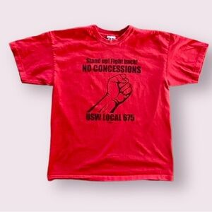USW Local 675 United Steel Workers Union No Concessions T Shirt XL Red